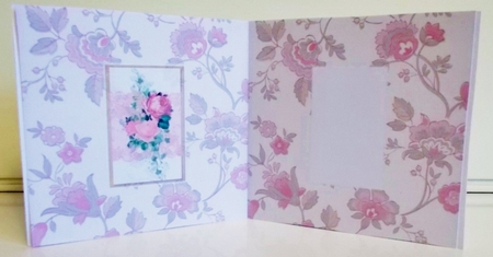 6 x 6 Card Insert Shabby Chic Pink Roses/Lace on Pink Floral Background, Blank by Pam Stubley