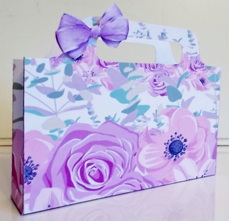 pretty lilac flower tote gift bag with bow by Pam Stubley