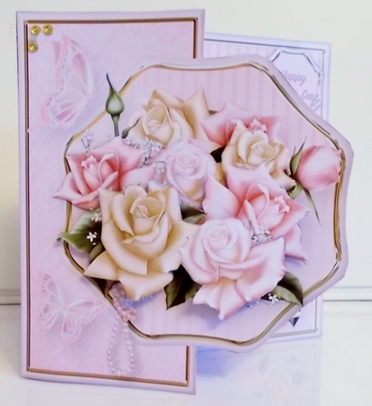 Silky Roses - Offset Octagon Card Mini Kit by Pam Stubley