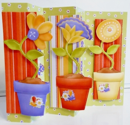 A Trio of Flowers Double Fold Back Birthday Card Kit by Pam Stubley