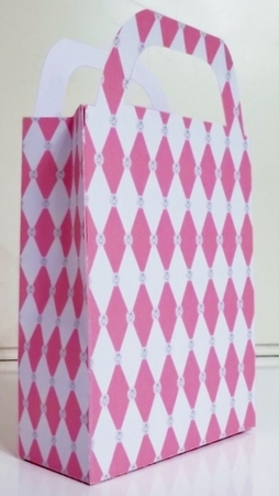 Pink harlequin gift bag 2 by Pam Stubley