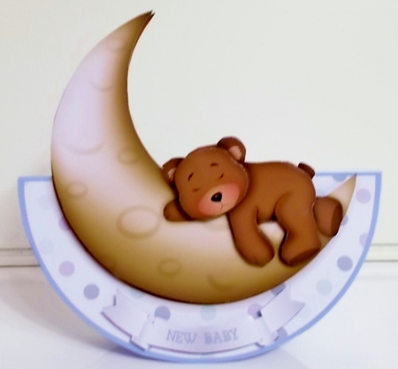 MOON BABY ROCKER CARD - BLUE by Pam Stubley
