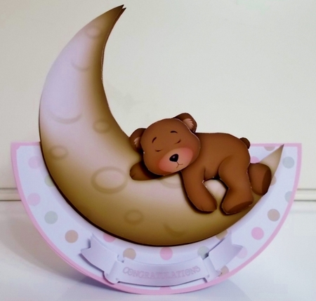 MOON BABY ROCKER CARD - PINK by Pam Stubley