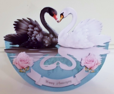 BLACK & WHITE SWANS ROCKER CARD by Pam Stubley