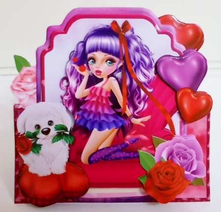 They Call it Puppy Love 1 Shaped Card and Envelope Kit. by Pam Stubley