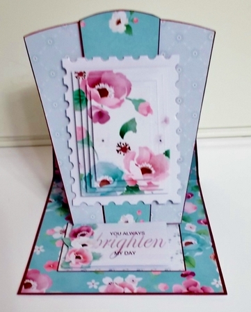 Romantic Floral Easel Card with Decoupage, Envelope and 10 Extra Sentiments by Pam Stubley
