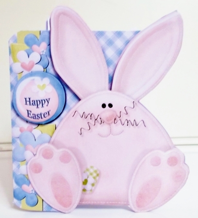Bunny Shaped Easter Card with Envelope and Insert by Pam Stubley
