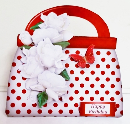 Cream Roses - Handbag Card Mini Kit by Pam Stubley