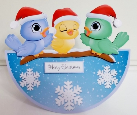 CHRISTMAS BIRDS ROCKER CARD by Pam Stubley