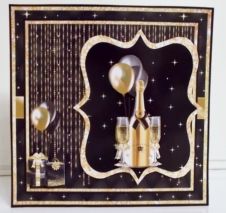 Gold Champagne Mini Card Kit #1 approx 7x7   by Pam Stubley
