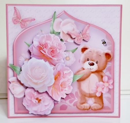 Teddy and Flowers - Decoupage Card Mini Kit by Pam Stubley