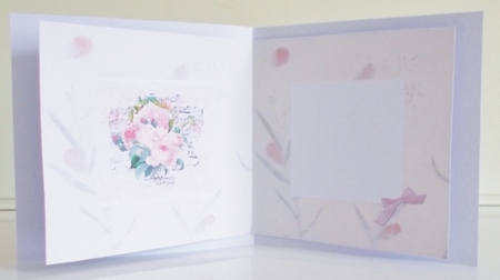 6 x 6 Card Insert Shabby Pink/Peach Roses and Lace on Ivory Handmade Paper Background, Blank by Pam Stubley