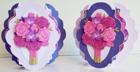 Rose Bouquet Fancy Edge Double Pop Out Cards and Envelopes Combined Kit by Pam Stubley