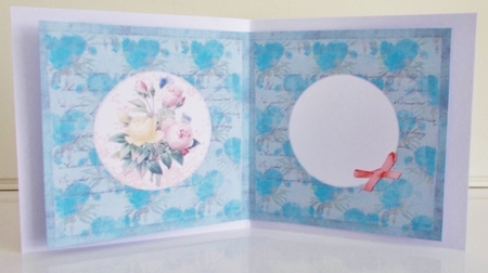 6 x 6 Card Insert Peach/Yellow Roses on Teal Background, Blank by Pam Stubley