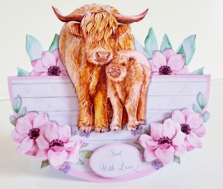 HIGHLAND COWS ROCKER CARD by Pam Stubley
