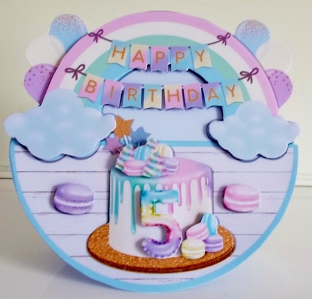 RAINBOW CAKE ROCKER CARD by Pam Stubley