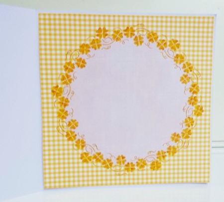 Yellow Gingham with Golden Shamrock Frame 8x8 Insert by Pam Stubley