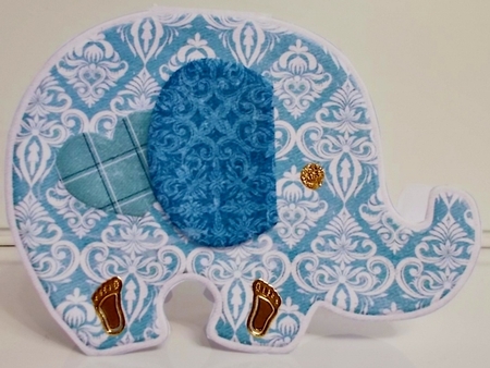 Baby Boy Elephant Shaped Card and Birth Announcement by Pam Stubley