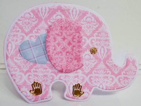 Baby Girl Elephant Shaped Card and Birth Announcement by Pam Stubley