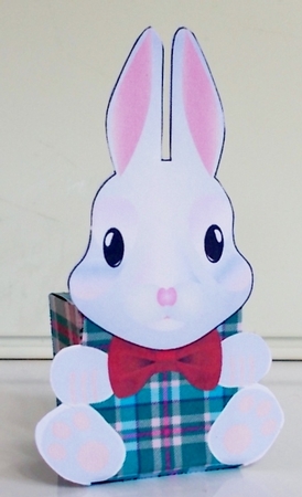 3D Gift or Sweet Box Template. Scottish plaid. Cute Bunny, Rabbit, Easter. Shaped Top Gift Box. Simple box, Present square box.  by Pam Stubley