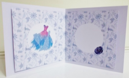 6 x 6 Card Insert Celebration Party Dress/Champagne on Blue/White Floral Background, Blank by Pam Stubley