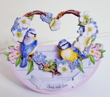 BLUE TIT HEART ROCKER CARD by Pam Stubley
