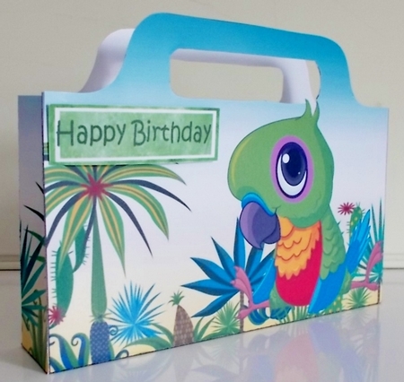 Cute baby parrot in a tropical  island tote gift bag by Pam Stubley