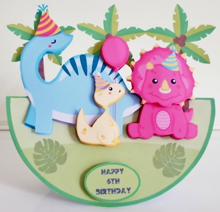 BIRTHDAY DINOSAURS ROCKER CARD by Pam Stubley