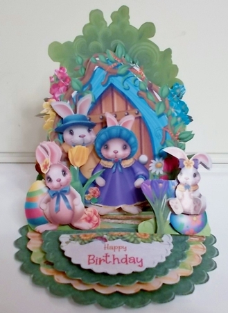 Sweet Spring Bunnies Triple Easel Card by Pam Stubley
