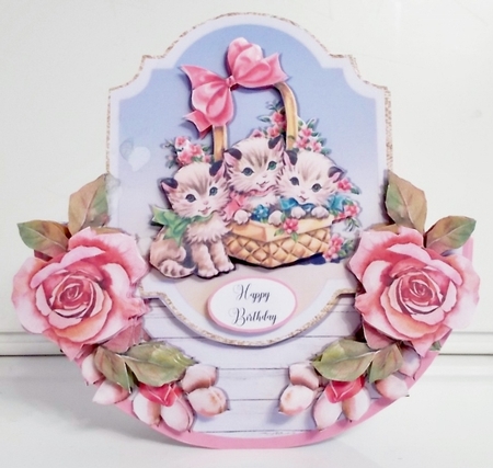 VINTAGE KITTENS rocker card by Pam Stubley