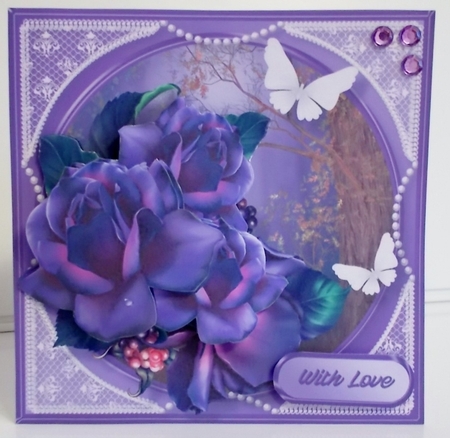 Purple Roses - Decoupage Card Mini Kit by Pam Stubley
