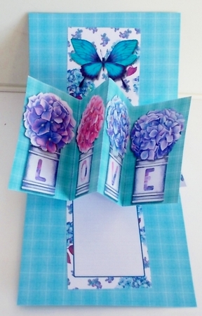 LOVE - Hydrangeas 3D Decoupage Twist and Pop Card by Pam Stubley