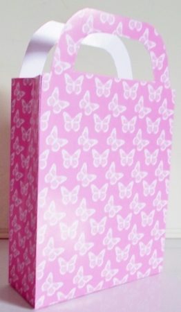 Pink with white butterfly gift bag 1 by Pam Stubley