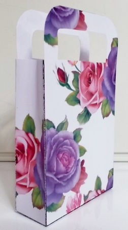 Pretty pink purple roses gift bag by Pam Stubley