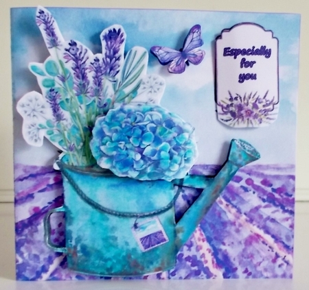 Lavender Fields Double Aperture Pop Out Card and Envelope by Pam Stubley
