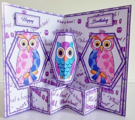 Hexagon pop-out Owls by Pam Stubley