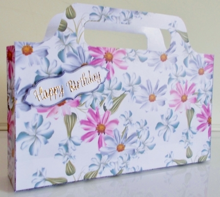 pretty mixed pink and white flowers tote gift bag by Pam Stubley