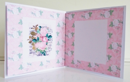 6 x 6 Card Insert Shabby Peach Roses on Pink/White Roses Background, Blank by Pam Stubley