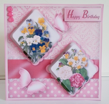 Vintage Posies - Double Diamond Card Mini Kit by Pam Stubley