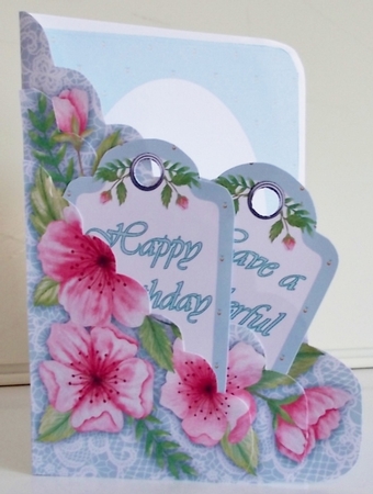 Cherry Blossom & Lace Scalloped Edge Pocket Card & Envelope by Pam Stubley