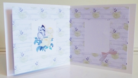 5 x 5 Card Insert Butterfly/Yellow Peonies on Yellow/White Floral Background, Blank by Pam Stubley