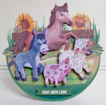 ON THE FARM rocker card by Pam Stubley