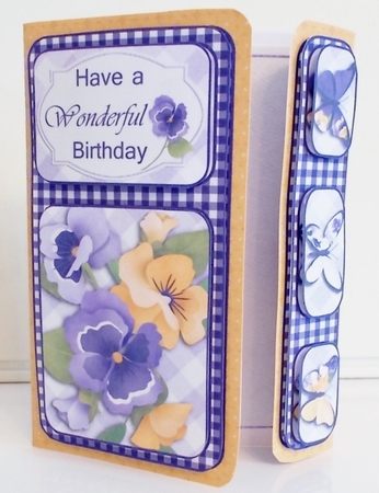 Pretty Pansies Offset Gatefold Card with Various Sentiments by Pam Stubley