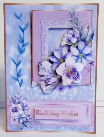 A5 Card Front - Frame with Blue Flowers by Pam Stubley