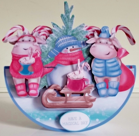 CHRISTMAS CANDY COWS rocker card by Pam Stubley