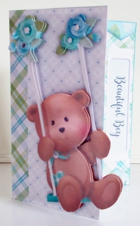 Swinging Over The Edge Asymmetric Decoupage Card & Inserts - Blue by Pam Stubley