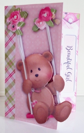 Swinging Over The Edge Asymmetric Decoupage Card & Inserts - Pink by Pam Stubley