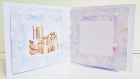 5 x 5 Card Insert Gold/Silver Gift Boxes on Faded Hot Air Balloon Background, Blank by Pam Stubley