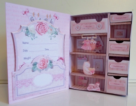 Cute as a Button Baby Girl - Large 3D Curiosity Book Box by Pam Stubley