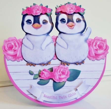 TWIN GIRLS rocker card by Pam Stubley
